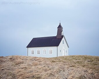 Iceland Photograph, Church Photograph, Minimalist Modern, Travel Photography, Strandakirkja, Modern Photo, Wall Art, Rustic, Iceland Church