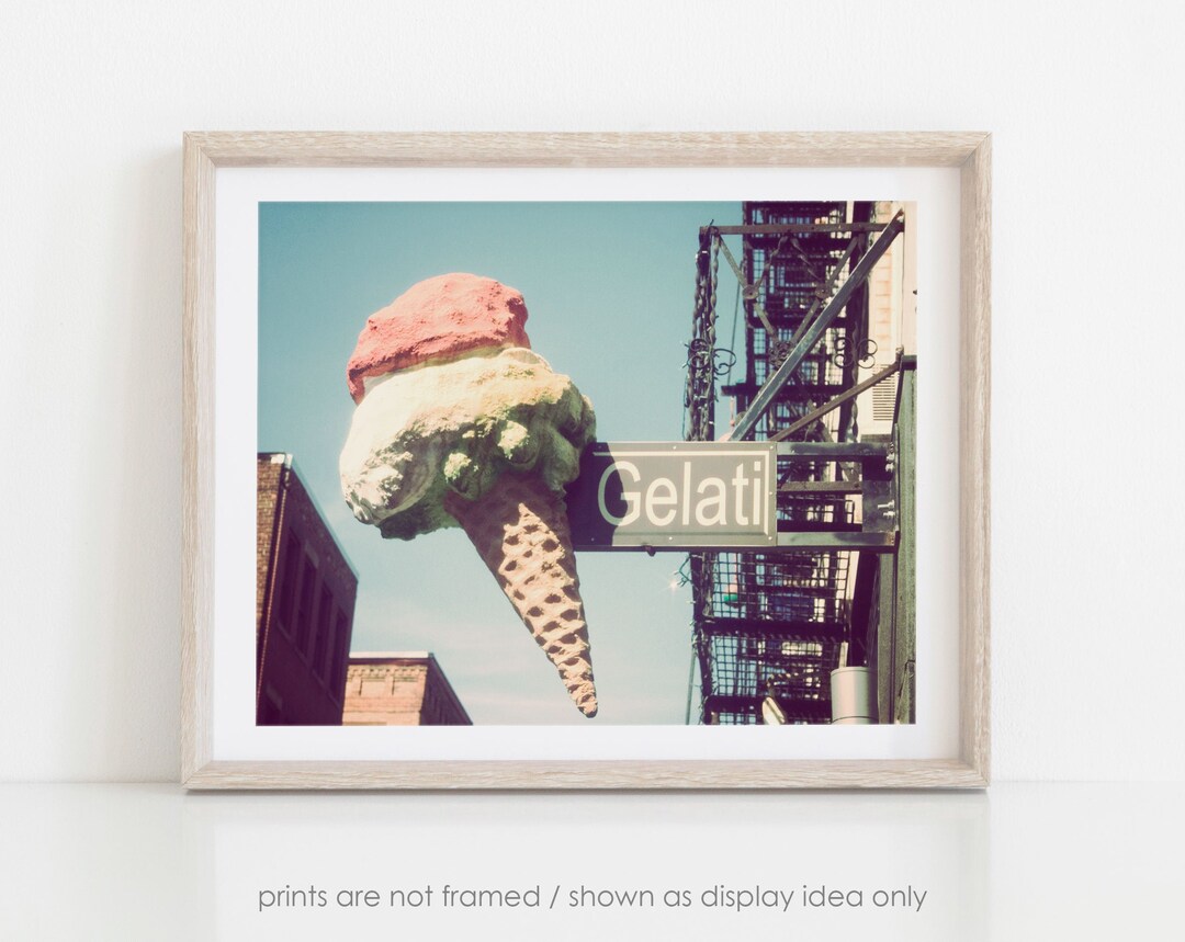 Gelati Ice Cream Cone Photograph, Boston Photography, Retro Wall Décor