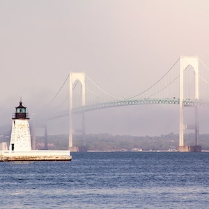 Lighthouse Photography, Newport Rhode Island, Rhode Island Photograph, Newport Harbor Light, Nautical, Coastal, Pastel, New England, Sea
