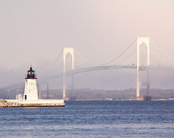 Lighthouse Photography, Newport Rhode Island, Rhode Island Photograph, Newport Harbor Light, Nautical, Coastal, Pastel, New England, Sea