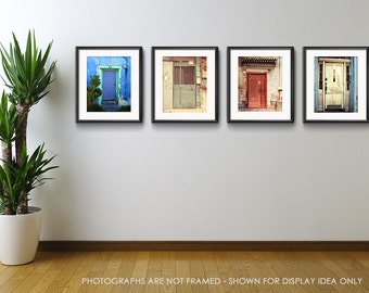 Door Photography Set, Save 20%, Door Photographs, Photo collection, 4 door pictures, Rustic Decor, Colorful doors, Modern Wall Art