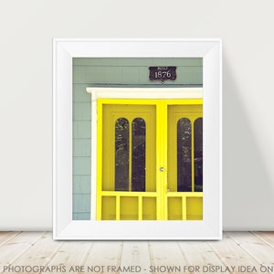 Neon Yellow Door Photography, Architecture, Bright Colorful Pop Photograph, Architectural, Geometric Modern, Martha's Vineyard Picture image 2