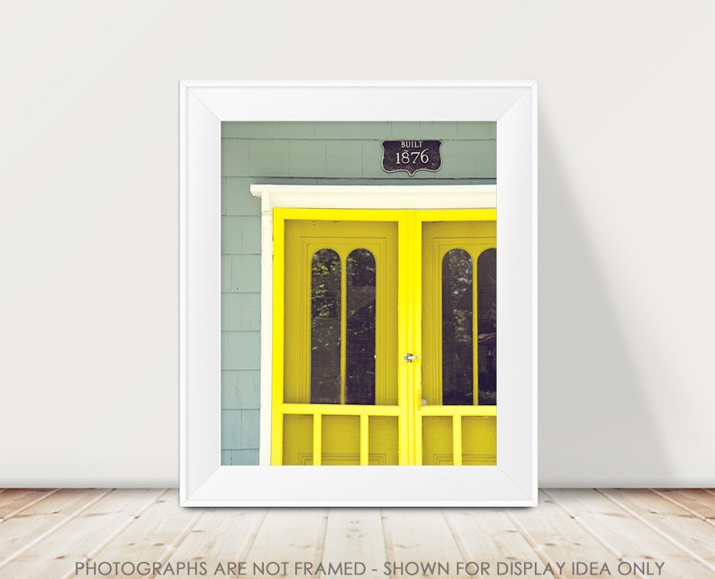 Neon Yellow Door Photography, Architecture, Bright Colorful Pop Photograph, Architectural, Geometric Modern, Martha's Vineyard Picture image 2