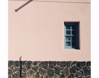 Arizona Architecture Photography, Soft Pastel Pink Home Decor, Barrio Building Photograph, Window Photograph, Southwest Decor