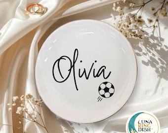 Custom Soccer Gifts for Girls Jewelry Dish,Birthday Gifts for Daughter,Senior Night Soccer Senior Gifts 2025,Soccer Team Gift Ring Dish