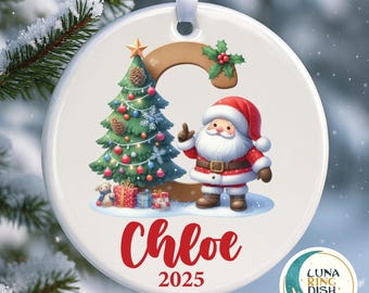 Personalized Letter Ornament 2025, Custom Name Christmas Ornament, Santa Claus Tree Ornament, Gift for Family or Friends