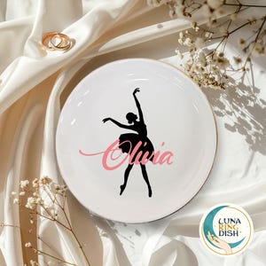 Custom Ballet Dancer Jewelry Dish With Name,Personalized Ballet Ring Dish,Dancer Drawing Trinket Tray,Senior Dance Team Gifts,Birthday Gift