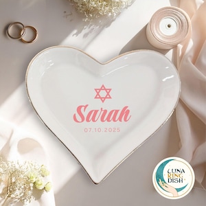 Custom Bat Mitzvah Jewish Ring Dish,Personalized Star of David Jewelry Trinket Dish,Gifts for Girls,Hanukkah Birthday Gifts for Daughter