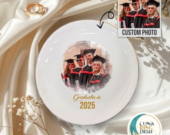Custom University Photo Ring Dish,Personalized Graduation Gift With University Logo Mascot Name Jewelry Dish,Class of 2025 Trinket Dish Tray