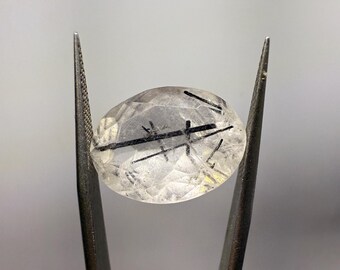 8.08Ct Black Rutile Quartz. Facet Oval