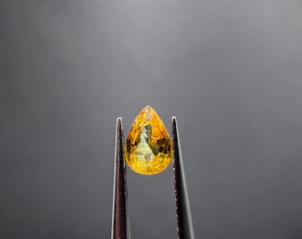 Natural Unheated Yellow Sapphire .53Ct. Facet Pear. Origin Ceylon, Sri Lanka. Calibrated jewelry Grade A+