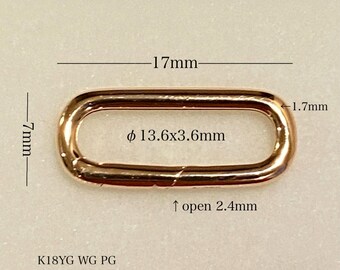 18K Solid Gold Soft Rectangle Connector Clasp – Large Oval-Like Bail | Yellow Gold Rose Gold White Gold Enhancer for Charms & Pendants