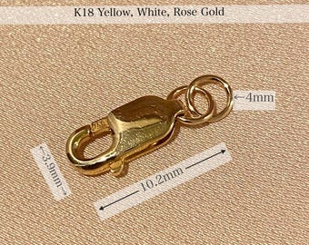 18K Solid Gold Lobster Clasp Spring Ring Yellow Rose White Gold Jewelry Findings Open Closed Jump Ring Connectors for Necklace Chain
