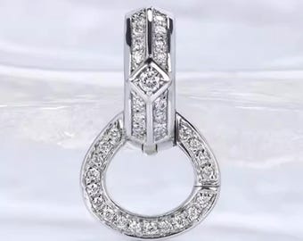 18K Solid Gold Diamond Locking Bail Clasp – Secure Pendant Connector Enhancer | Yellow Gold White Gold Jewelry Making Finding Safety Lock
