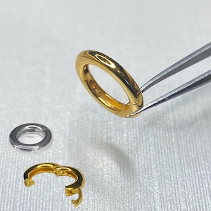 18K Solid Gold Round Locking Bail – Secure Circle Connector Clasp for Pendants Charms Yellow White Gold Enhancer Snap Hook Safety Lock