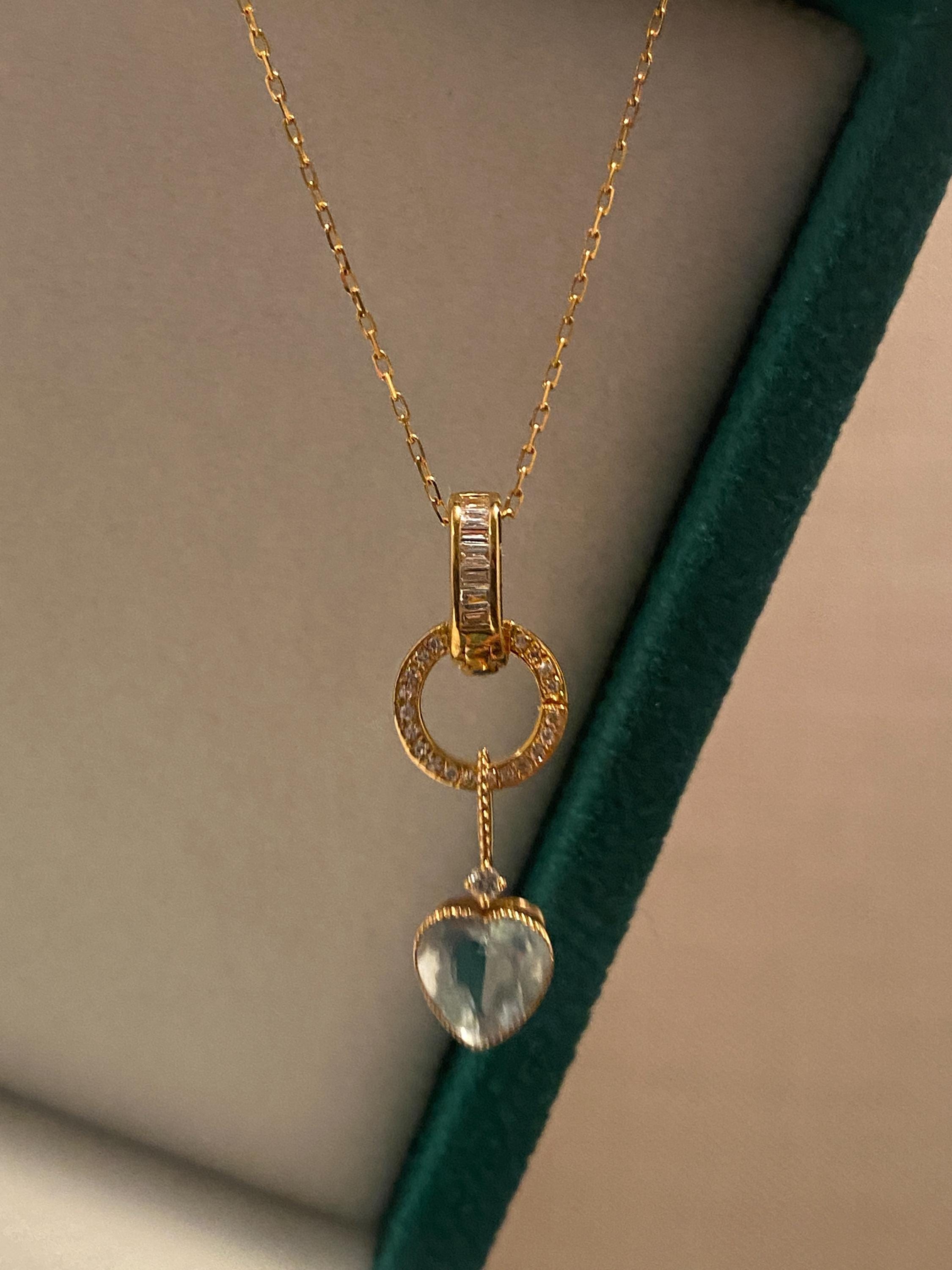 18K Solid Gold Enhancer Clasp With Baguette Diamonds, Multi-way Pendant ...