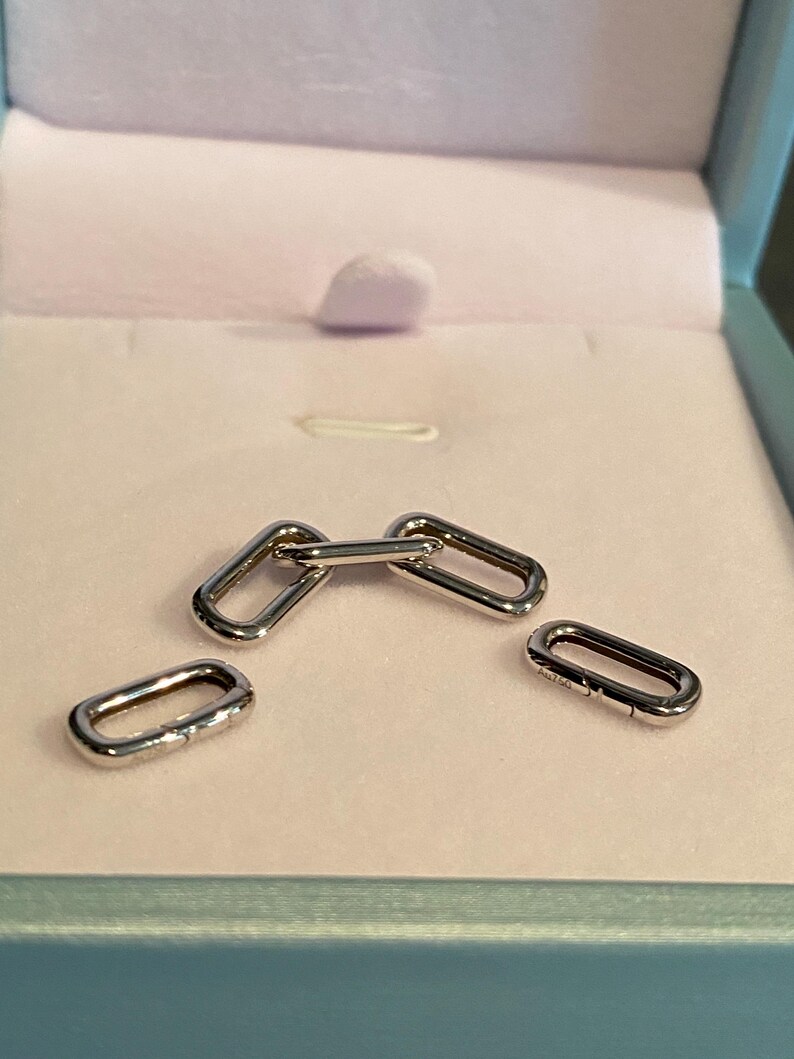 18K Solid Gold Extension Chain Double Snap Open Hollow Clasp Soft Oval Link Necklace Bracelet Connector Adjuster Thick Yellow, White Gold image 12
