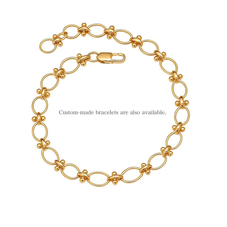 Solid Yellow Gold 18K Chain Necklace Retro chain Design chain Pendant chain Antique style chain Italian Jewelry Oval Round 45cm image 10