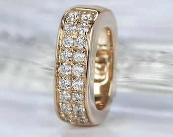 18K Solid Gold Diamond Pendant Bail Connector | Oval Clasp with Diamonds | Yellow Gold White Gold Rose Gold Safety Lock Enhancer Components