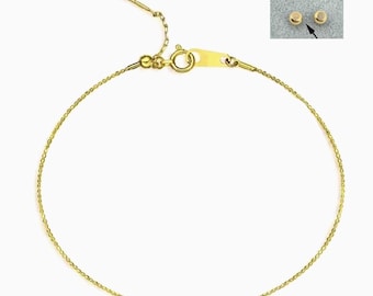 18K Solid Yellow Gold Bracelet Bangle – 0.8mm 16+3cm Thin Italian Jewelry Wire, Fine Gold Wire Bracelet Flexible Bangle White Gold Rose Gold