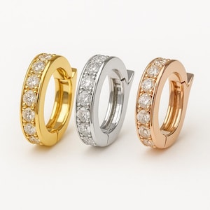 18K Solid Gold Diamond Pendant Bail Connector | Oval Clasp with Diamonds | Yellow Gold White Gold Rose Gold Enhancers for Jewelry Making