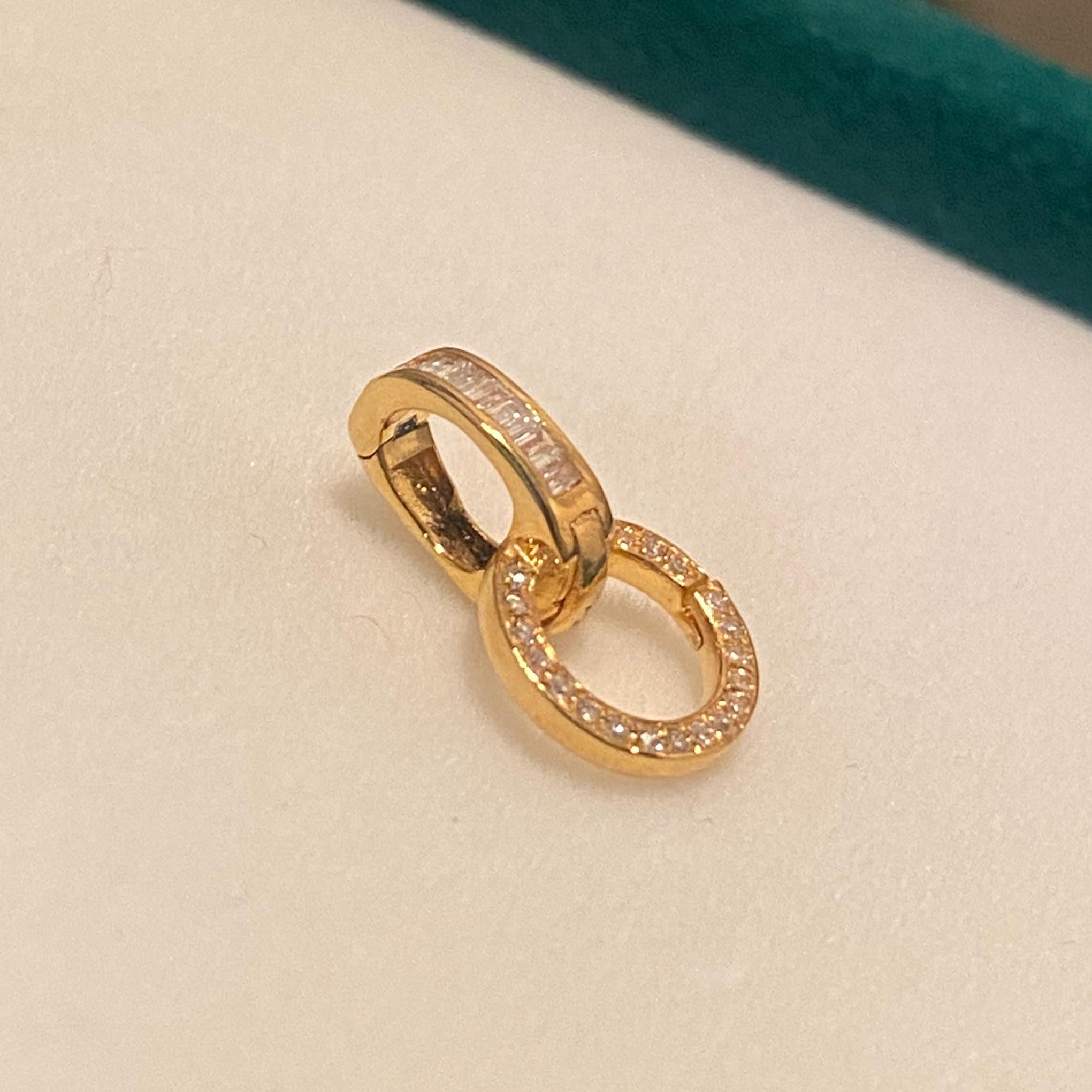 18K Solid Gold Enhancer Clasp With Baguette Diamonds, Multi-way Pendant ...
