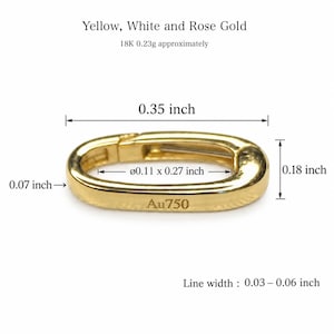 18K Solid Gold Yellow Gold White Gold Rose Gold Oval Clasp Connector – Jewelry Charm Link | Oval Chain Bail Jewelry Findings Components