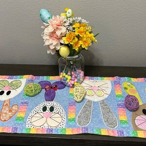 MADE TO ORDER: Table Runner Easter Silly Bunnies you customize image 1