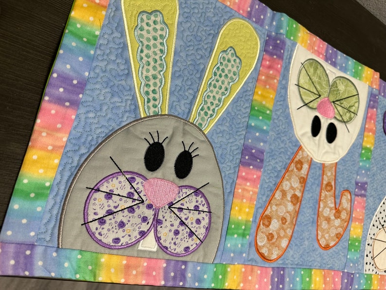 MADE TO ORDER: Table Runner Easter Silly Bunnies you customize image 4