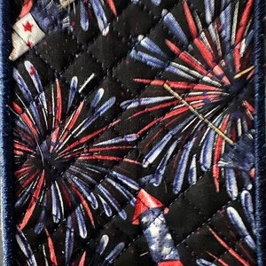 Towel Holder Patriotic Quilted fireworks