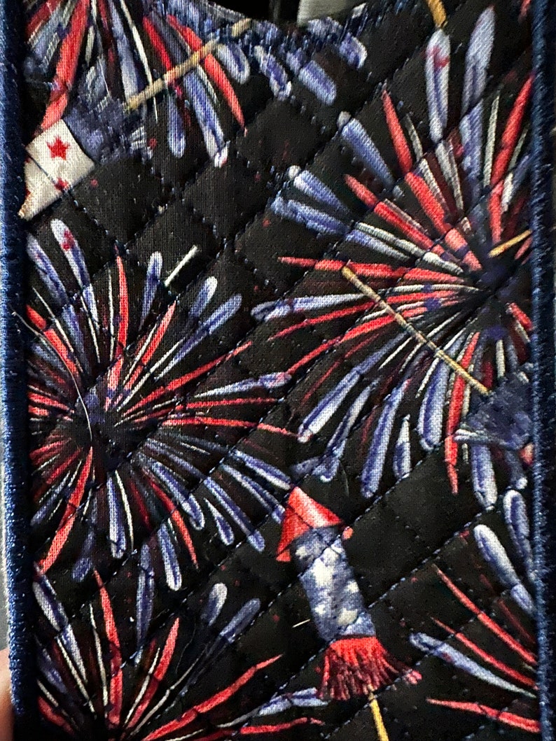 Towel Holder Patriotic Quilted fireworks