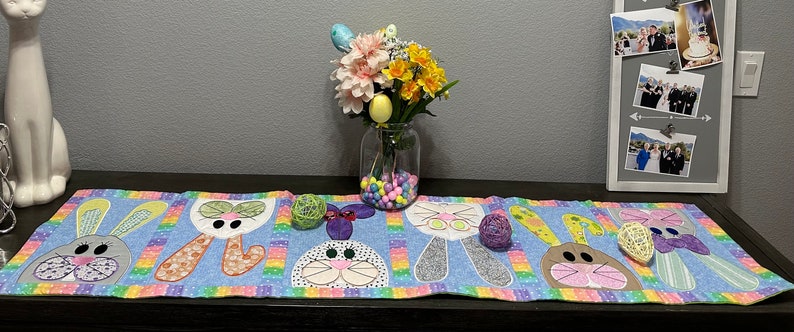 MADE TO ORDER: Table Runner Easter Silly Bunnies you customize image 2
