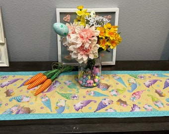 Table Runner - Easter Gnomes with Easter bunny quilting