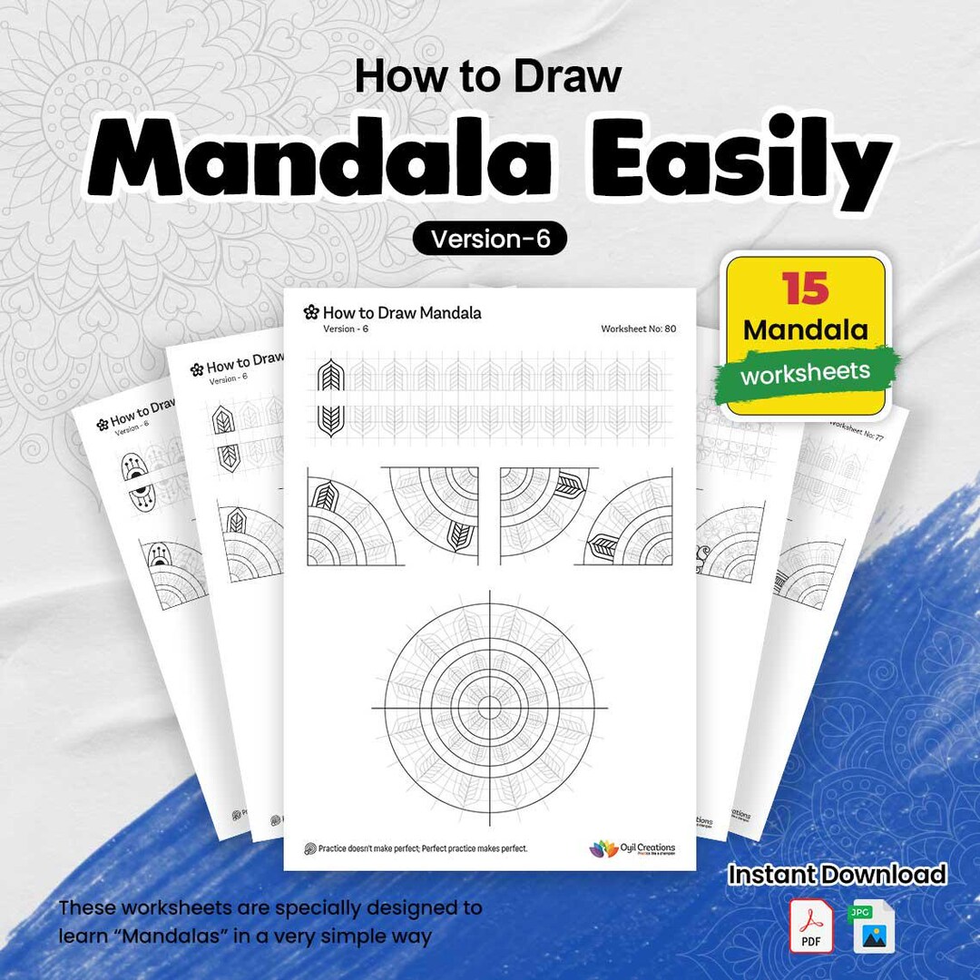 Mandala Drawing Guide: 15 Step-by-step Practice Worksheets (PDF & JPEG ...