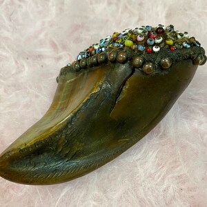 Antique Victorian Taxidermy Cow Hoof Pin Cushion Whimsy image 3