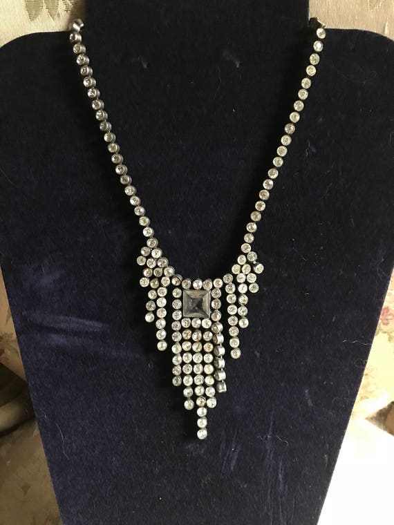 Vintage Czech Rhinestone Choker Necklace