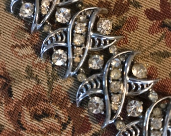 Vintage Clear Rhinestone Chunky Bracelet Statement Bracelet