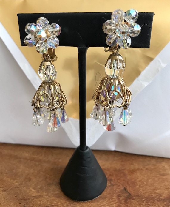 Vintage Crystal Chandelier Clip-on Drop Dangle Ear