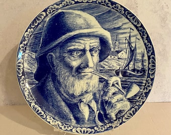 Vintage Delfts Old Fisherman Plate 10” Belgium