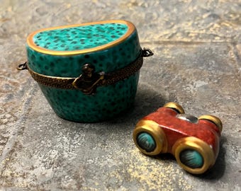 Binoculars with Case Limoges Box by Chamille Numbered