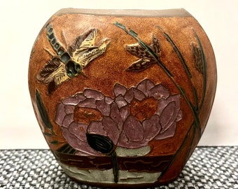 Vintage Brass Cloisonné Decorative Vase India