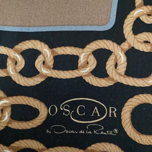 Vintage Oscar de la Renta Long Rectangular Silk Scarf with Chains image 3