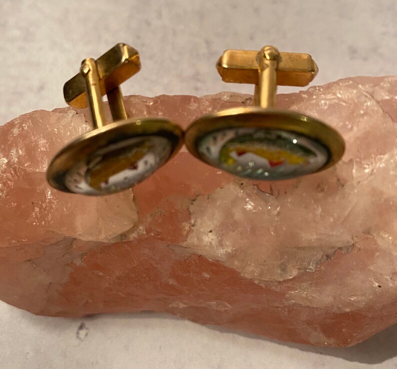 Vintage Fish Cuff Links Goldtone image 3