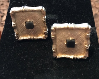 Vintage Mens Swank Cufflinks Cuff Links Black Onyx