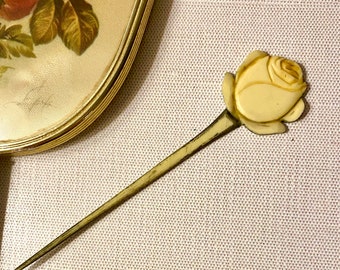 Antique Celluloid Rose Hair Stick