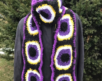 Scarf Non Binary Pride Purple, Black White and Yellow LGBTQ