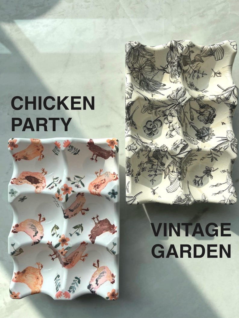 Plateau à œufs en céramique artisanale | Cadeau de pendaison de crémaillère | Décoration de cuisine | Boîte à œufs | Cadeau unique fait main image 7