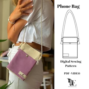 Telefon Canvas Tasche, einfache Mini Tasche Muster Nähen, Pdf + Video, benutzerdefinierte Crossbody Schulter Hobo Tasche, Valorant handgemachtes Geschenk