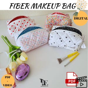 Patrón de costura personalizado para bolsa de maquillaje y cosméticos, tamaño A4, tamaño A3, carta de EE. UU., impresión en PDF y video, patrón de costura, bolsa de artículos de tocador, bolsa fácil de hacer