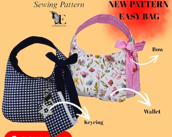 Mini Easy Wallet Slouchy Bow Bag Pattern Sewing Project- Patterns For Beginners-Pdf and Video- Fully Lined Bag- DIY- Inspired by Pinterest